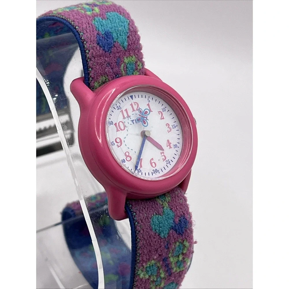 Timex Time Machines Kids‎ Watch Elastic Band Pink Case T89001- New Battery - Picture 2 of 6